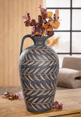 Gilde Krug / Vase, "Oliva", Keramik, grün, schwarz, VE 1, H. 36 cm, D. 20 cm 34501