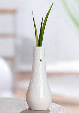 Gilde Vase, "Lots of Love", Herzmotiv, Herzmuster, Porzellan, weiß, VE 6, H. 15.5