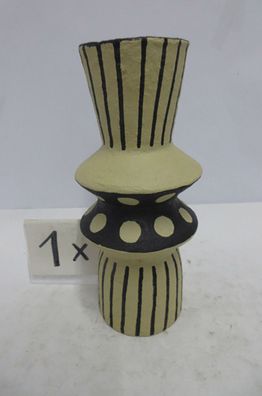 Gilde Vase, "Reao", gepunktet, Linienmuster, Pappmache, creme, VE 2, H. 28 cm, D