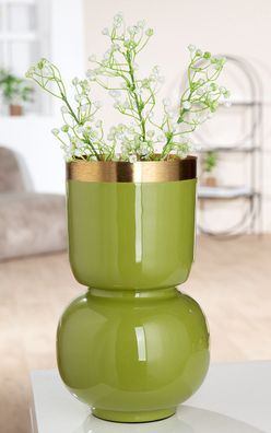 Gilde Vase, "Roro", Metall, grün, VE 1, H. 31,5 cm, D. 18 cm Höhe: 31.50 cm Durchm