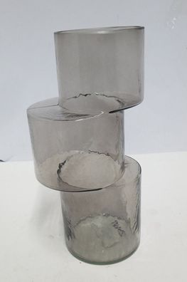 Gilde Vase, "Levels", Glas, grau, VE 3, L. 11,5 cm, B. 13,5 cm, H. 28,5 cm Höhe: