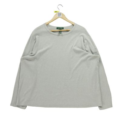 Lauren Ralph Lauren Langarm Damen T-Shirt Grau Größe 3XL #QWE1817