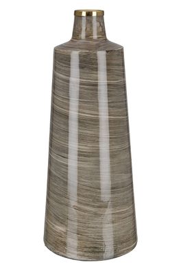 Gilde Vase kegelförmig "Stripes" braun, mit goldfarbenem Ring Stahl mit emailliert