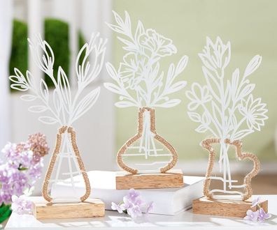Gilde Standrelief, Blume, "Vario", Vase, Metall, weiß, VE 6, 3fach sortiert, L. 5