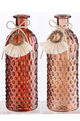 Gilde Flaschenvase, "Ibiza", Glas, braun, kupferfarben, VE 8, 2fach sortiert, L