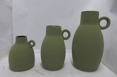 Gilde Henkelvase, "Tombos", Keramik, grün, VE 4, H. 17 cm, D. 13 cm Höhe: 17.00