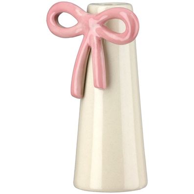 Gilde Vase, konisch, "Bow", Schleife, Keramik, creme, VE 8, L. 5 cm, H. 12.5 cm,