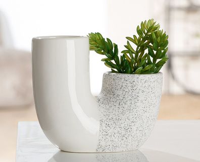 Gilde Vase, "Poppy", Keramik, weiß, VE 8, L. 6.5 cm, B. 14.5 cm, H. 12.5 cm 52924