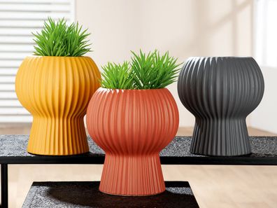 Gilde Vase, "Futurama", Keramik, braun, gelb, grau, VE 3, 3fach sortiert, H. 19