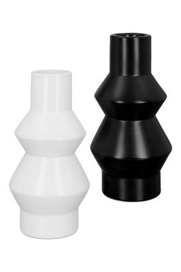 Gilde Vase, "Kairo", Keramik, schwarz, weiß, VE 4, 2fach sortiert, L. 10 cm, B