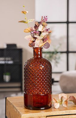 Gilde Vase, Flasche, "Diamond", Glas, braun, VE 6, H. 28 cm, D. 14 cm 60781