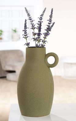 Gilde Henkelvase, "Tombos", Keramik, grün, VE 2, H. 30 cm, D. 17 cm Höhe: 30.00