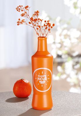 Gilde Vase, flaschenförmig, "Spritztour", Spruch, Keramik, orange, VE 4, H. 23