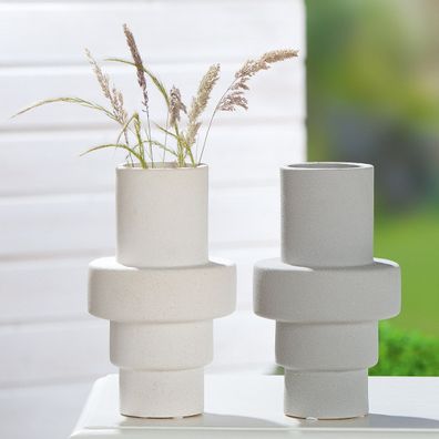 Gilde Keramik Stufenvase "Grezzo" VE 2 34175
