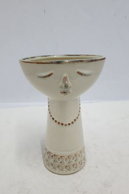Gilde Vase, "Face", Keramik, creme, VE 4, L. 7,5 cm, B. 12 cm, H. 17 cm Höhe:
