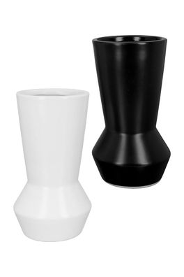 Gilde Vase, "Kairo", Keramik, schwarz, weiß, VE 4, 2fach sortiert, L. 10 cm, B
