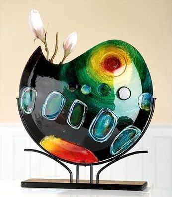 Gilde Glas Vase auf Ständer Sunrise 39055