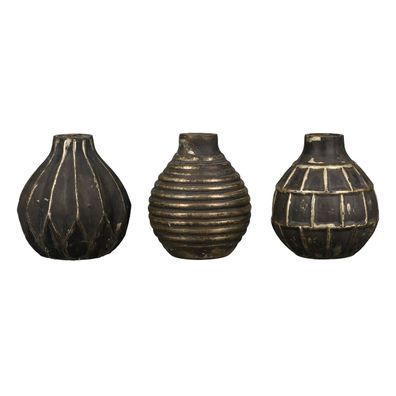 Gilde Vase, klein, "Orient", Glas, braun, VE 12, 3fach sortiert, L. 9 cm, B. 9