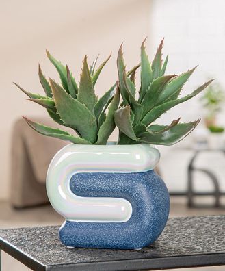 Gilde Vase, "Griffo", Keramik, blau, VE 4, L. 9 cm, B. 13 cm, H. 13 cm 61101