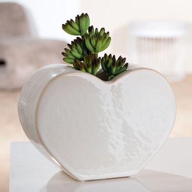 Gilde Vase, Herz, "Heart", Keramik, weiß, VE 4, L. 8,5 cm, B. 20 cm, H. 14 cm