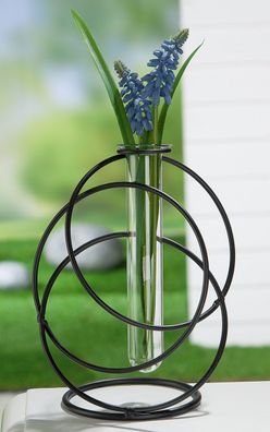 Gilde Vase, "Circle", Metall, schwarz, VE 4, L. 10 cm, B. 13.5 cm, H. 18 cm 44630