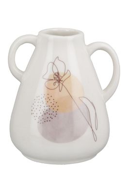 Gilde Vase, konisch, "One Line Flower", Blumendesign, Keramik, weiß, VE 6, L
