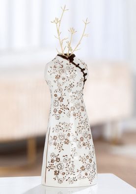 Gilde Vase, Kleid, "Sakura", Blumenmotiv, Keramik, weiß, VE 4, L. 6.3 cm, B. 8.5