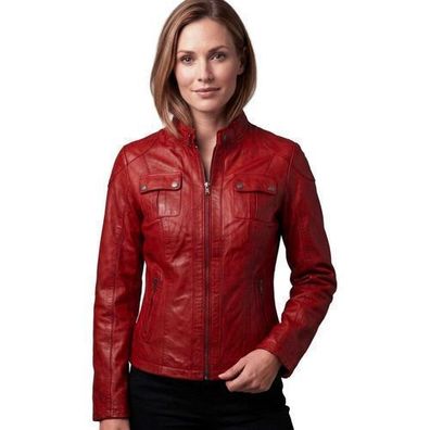 7eleven - Damen Lederjacke Lammnappa rot