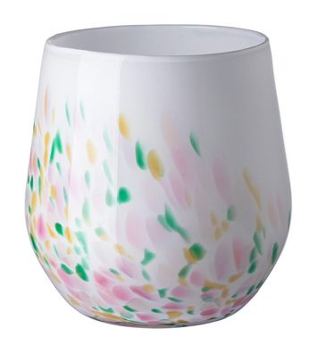 Fink SANJA, Vase, Opalglas, weiß, bunt, L. 16 cm, B. 16 cm, H. 17 cm, D. 16 cm 115432
