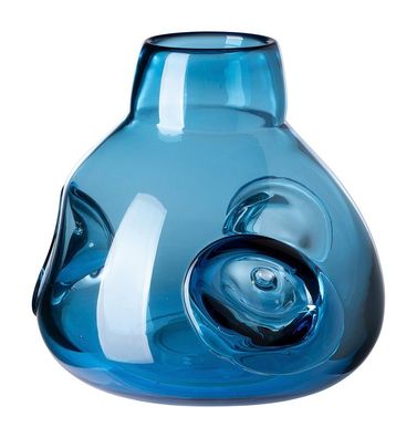 Fink JARVEN, Glasvase, Glas, glatt, blau , L. 22 cm, B. 22 cm, H. 22 cm, D. 22 cm