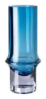 Fink GLENDA, Glasvase, Glas, glatt, blau , L. 13.5 cm, B. 13.5 cm, H. 32 cm, D