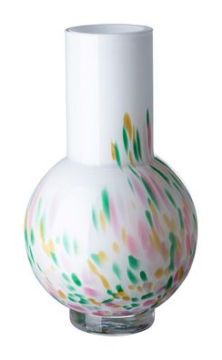 Fink HENNY, Vase, Opalglas, weiß, bunt, L. 14 cm, B. 14 cm, H. 24 cm, D. 14 cm 115431