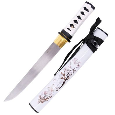 Wakisashi Katana, Kranich mit Blumenmuster in Dekoschatulle,45cm, Weiss