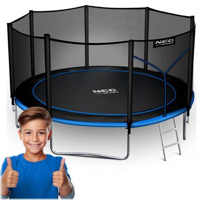 Neo-Sport Gartentrampolin (374 cm) mit Sicherheitsnetz und Leiter