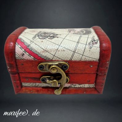 Holz-Truhe, Schatzkiste, Prägemotiv Seekarte, Holz/ Metall Art.-Nr. 12456