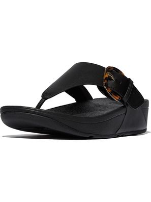 FitFlop Damen Flip Flops Lulu Resin-Buckle Leather Toe-Post Sandals JE9