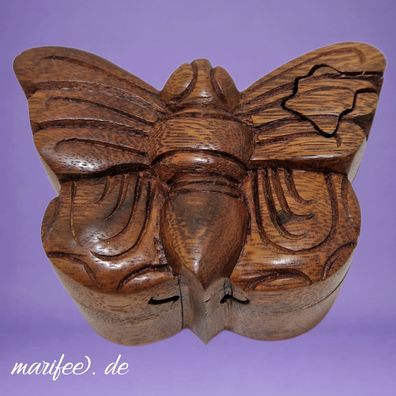 Holzbox Schmetterling aus Hartholz, mit Geheimfach, Schmuckdose Art.-Nr. 12453