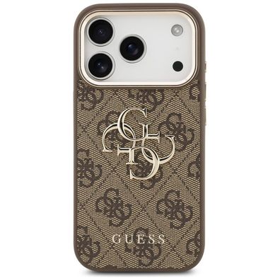 Guess 4G Big 4G Classic Logo iPhone 18 Pro Max / 17 Pro Max Braun Gold Hülle Metal