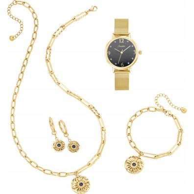 Aniston Damen Schmuckset mit Uhr Halskette Armband und Ohrringen 4-teilig