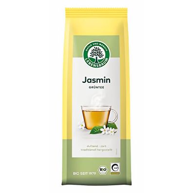 Lebensbaum Grüntee Jasmin Blatt Tee, Bio-Grüntee reiner Jasmin-Tee, 75 g - 75.0