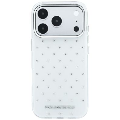 Karl Lagerfeld IML Strass Allover iPhone 18 Pro / 17 Pro Weiß Hülle galvanisiertes