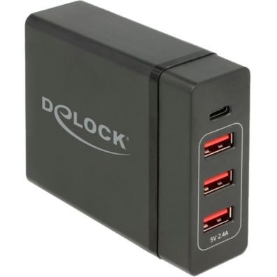 Delock DELOCK USB Ladegerät USB Type-C PD + 3 x USB Typ-A 60W + 12W