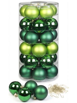 Weihnachtskugeln Evergreens 30 Stk 6cm + Haken Inge-Glas