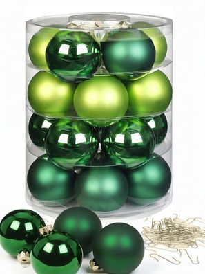 Weihnachtskugeln 20 Stk 6cm evergreens + 40 Haken gold Inge-Glas