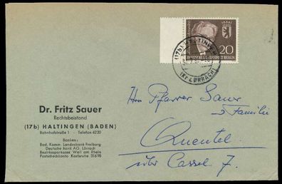 BERLIN 1961 Nr 198 BRIEF EF X906942