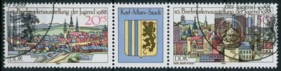 DDR Zusammendruck Nr WZd754 gestempelt 3ER STR X0BB58A
