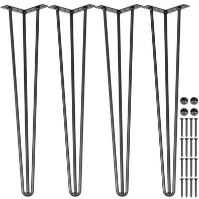 VEVOR Haarnadel Tischbeine 61 cm Schwarz 4er Set Kohlenstoffstahl Gummiféße