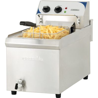 Casselin Elektrofritteuse 10 L mit Ablassventil Edelstahl 9000 W 400 V