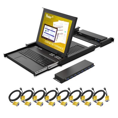 Yinker 17 Zoll LCD KVM Konsole 8 Port VGA 1HE Rackmount Defekt