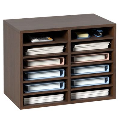 VEVOR Briefablage 12 Fächer MDF Dokumentenablage Vintage Braun 520x305x410 mm
